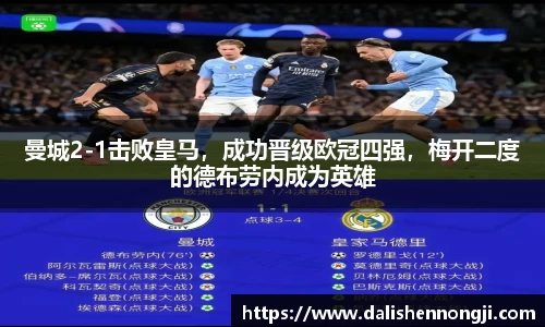曼城2-1击败皇马，成功晋级欧冠四强，梅开二度的德布劳内成为英雄