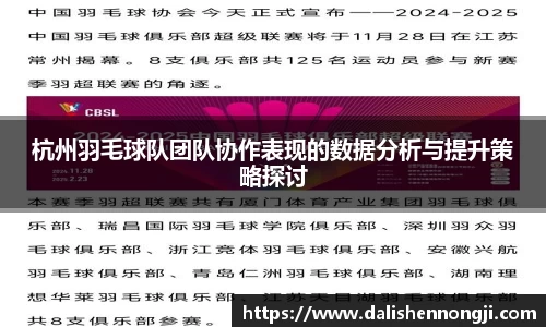 杭州羽毛球队团队协作表现的数据分析与提升策略探讨